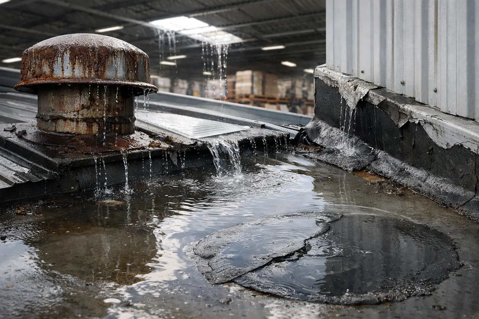 What Causes Warehouse Roof Leaks? 9 Failure Points - ETCE industrial roof waterproofing Saudi Arabia