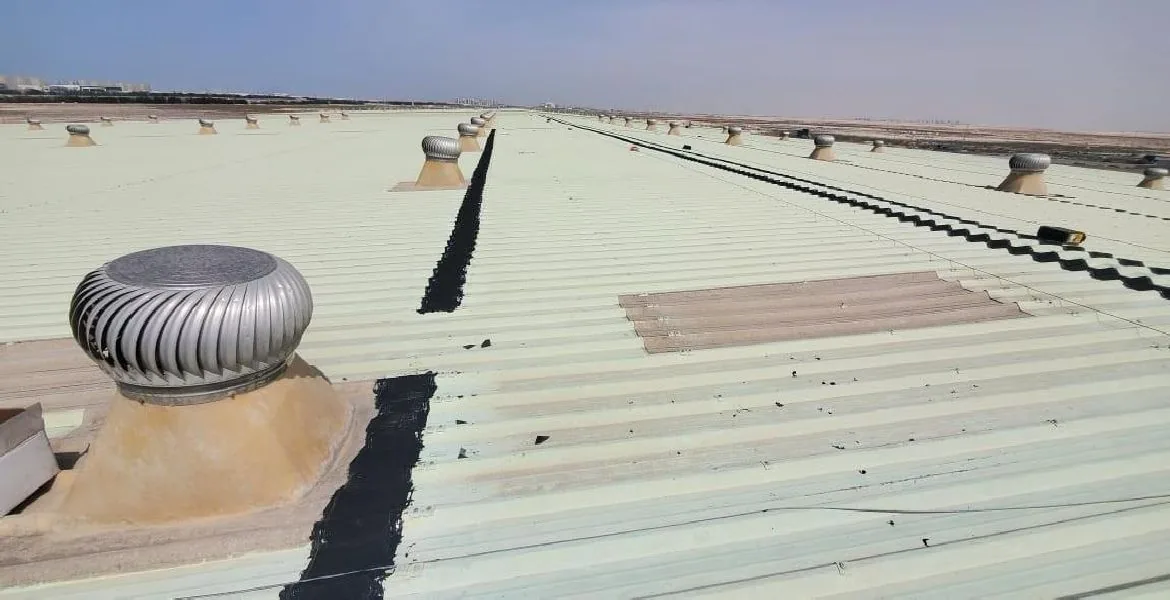 Cwt - metal roof waterproofing project by ETCE in Saudi Arabia, KSA