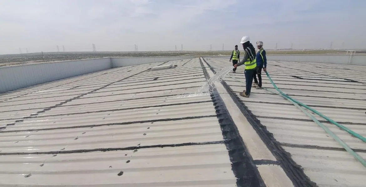 Dahbashi - metal roof waterproofing project by ETCE in Saudi Arabia, KSA