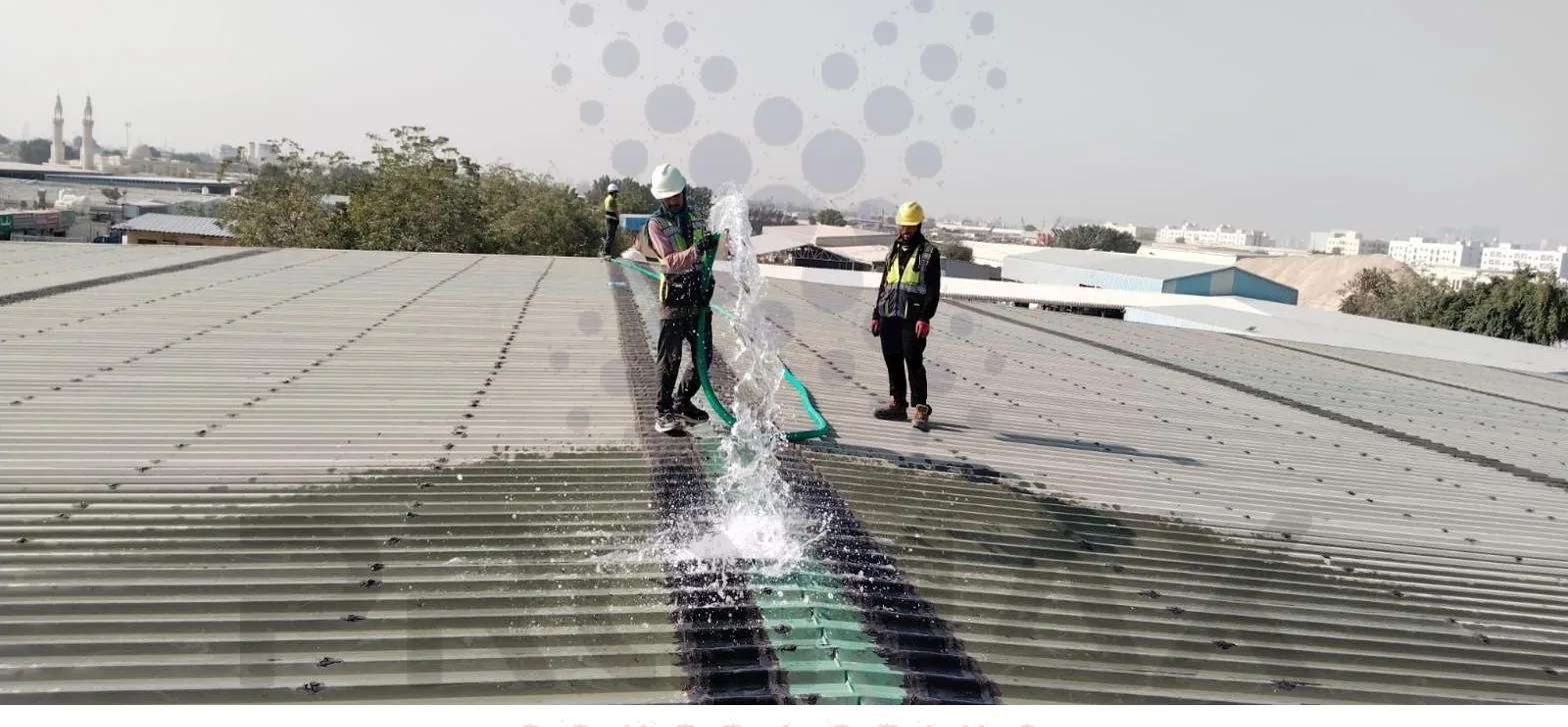 Salah and Abdullah metal roof waterproofing Dubai