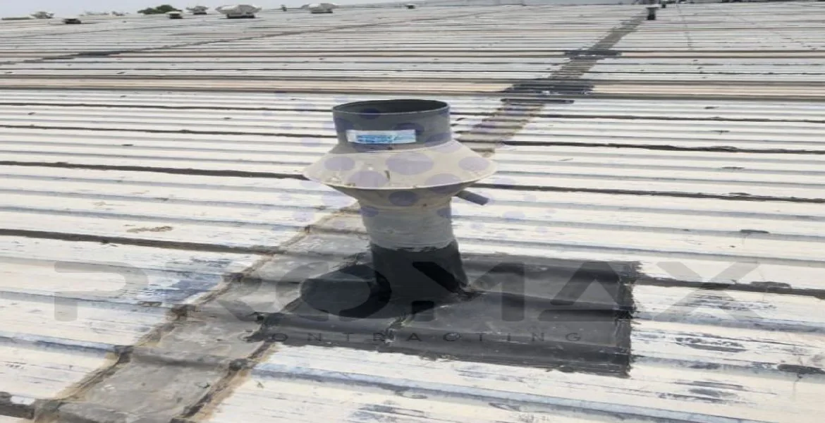 Chimney - metal roof waterproofing by ETCE Dammam KSA